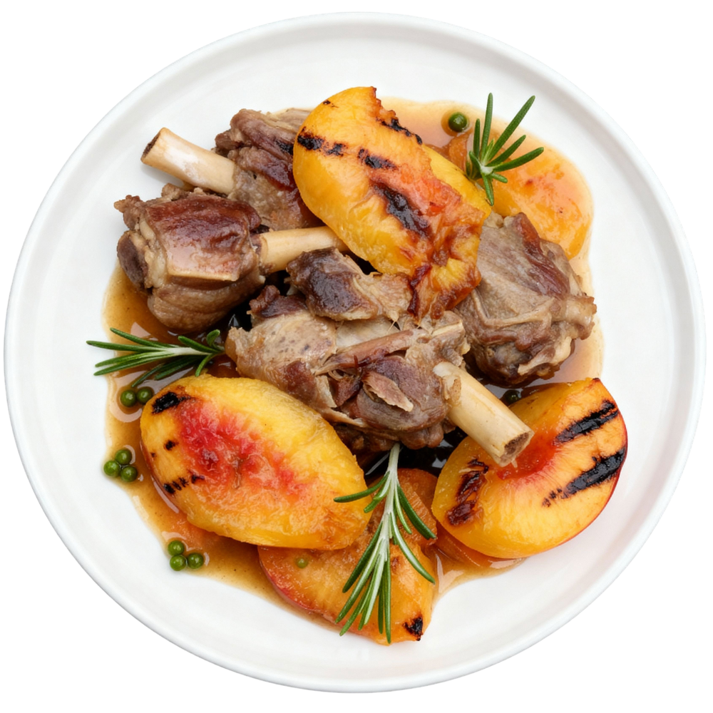 Canard aux pêches & poivre vert