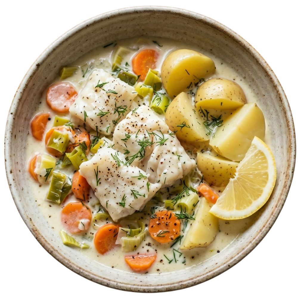 Blanquette de lieu et pommes de terre